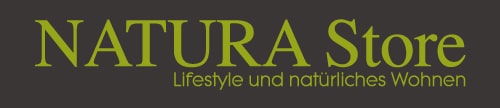 Das aktuelle Logo von Natura Store. Der Slogan lautet: Lifestyle und natürliches Wohnen